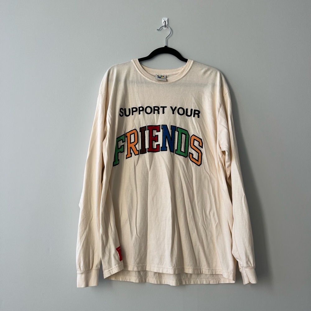 “SUPPORT YOUR FRIENDS” LONG SLEEVE CREAM TOP | KIDS OF IMMIGRANTS